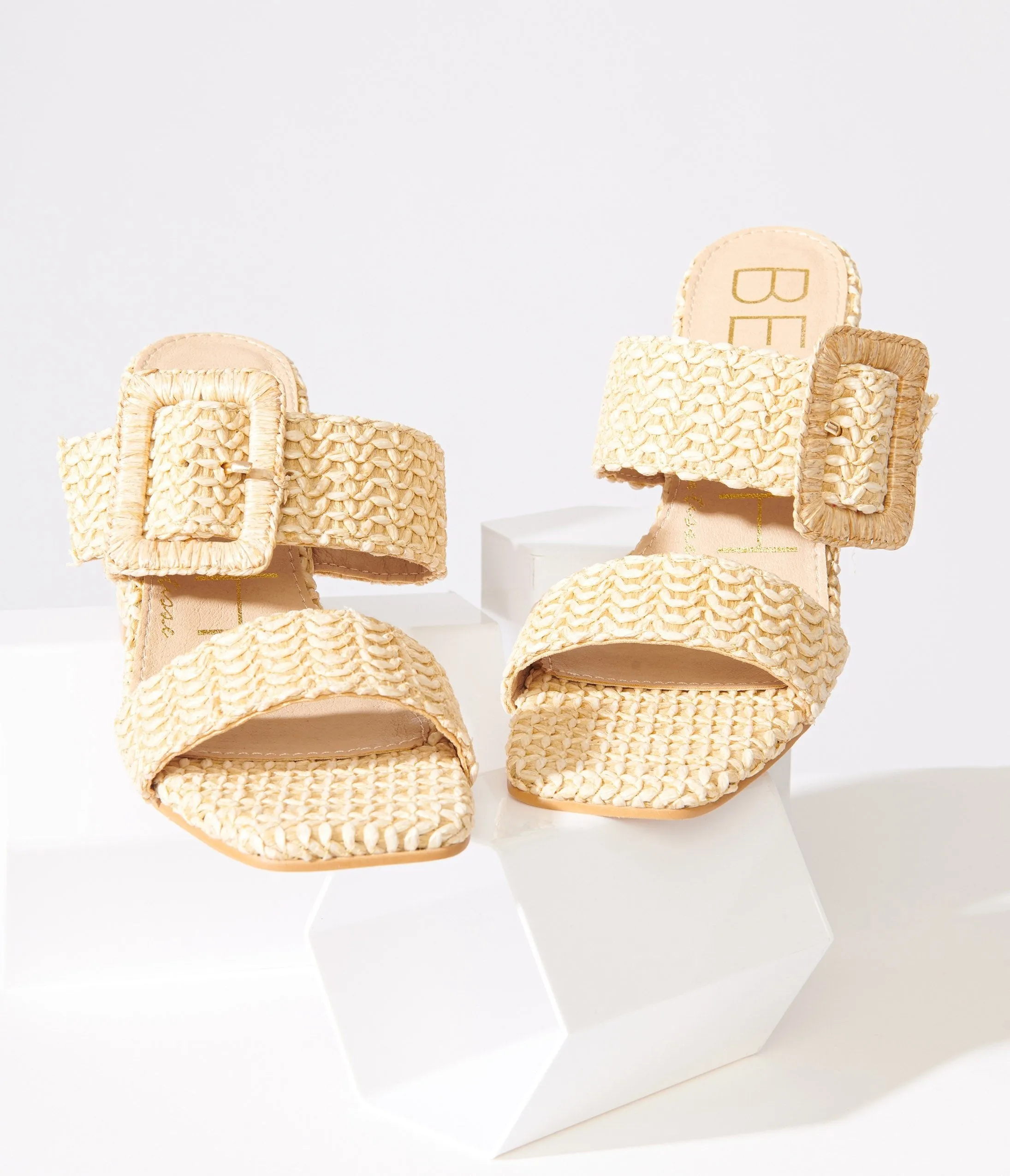 1970s Tan Rattan Heeled Sandals