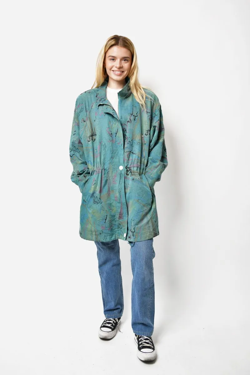 90s coat long parka green