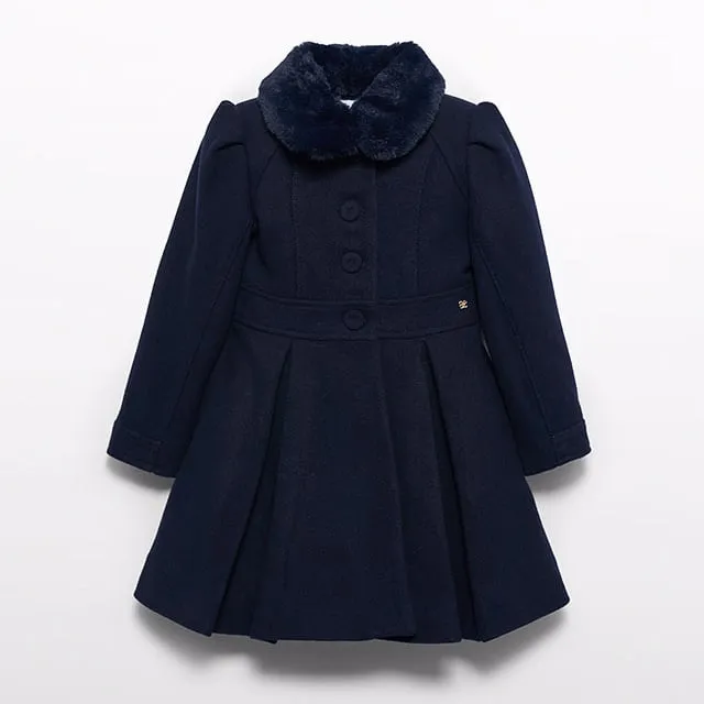 Abel & Lula Cloth Coat with Fur Collar Navy 5.833_010