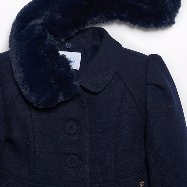 Abel & Lula Cloth Coat with Fur Collar Navy 5.833_010