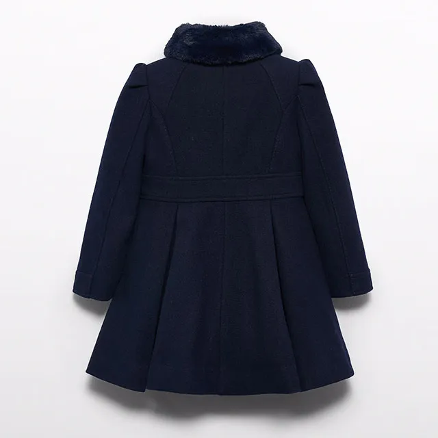 Abel & Lula Cloth Coat with Fur Collar Navy 5.833_010