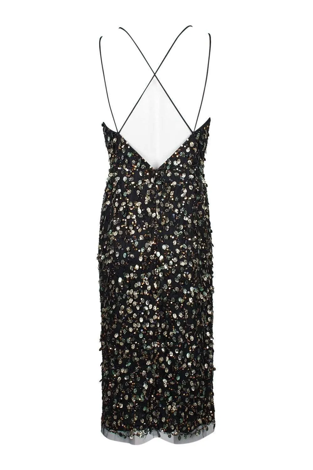 Adrianna Papell - AP1E205373 Embellished V-neck Fitted Dress