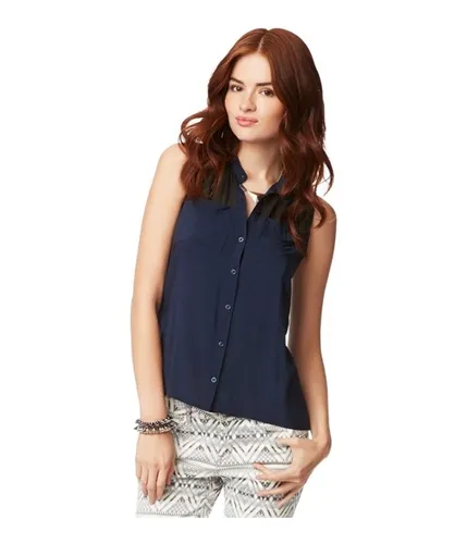 Aeropostale Womens Button Down Chiffon Tank Top