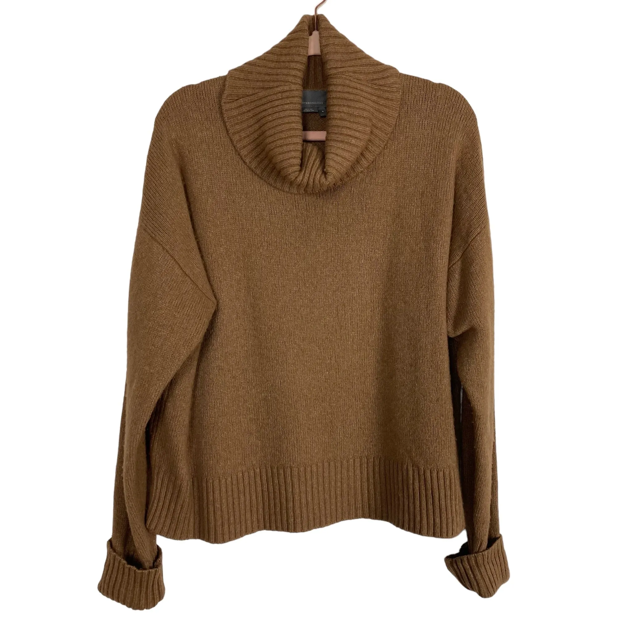 Anthropologie Camel Wool Blend Turtleneck Sweater- Size XL