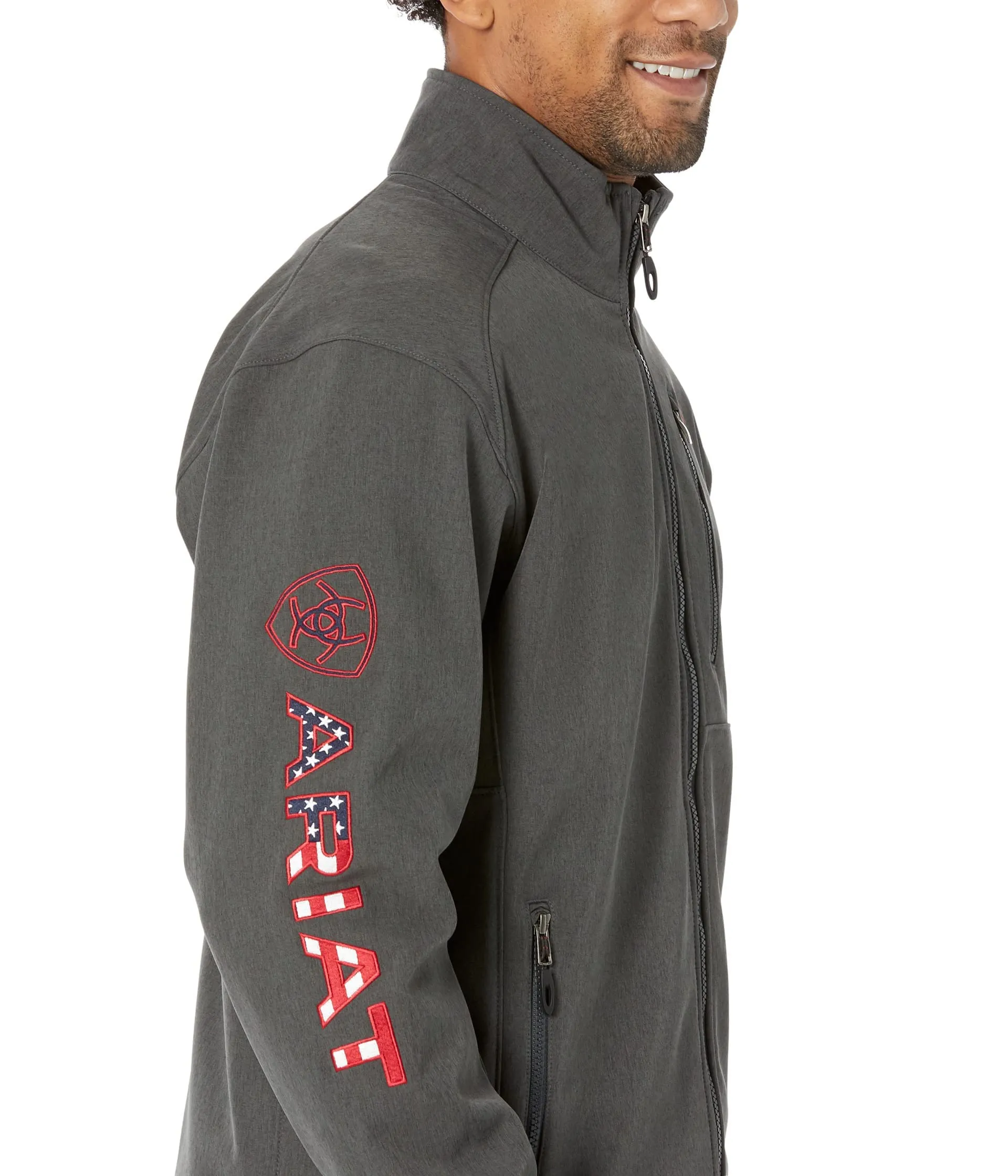 Ariat Men's Logo 2.0 Americana Charcoal Grey Softshell Jacket