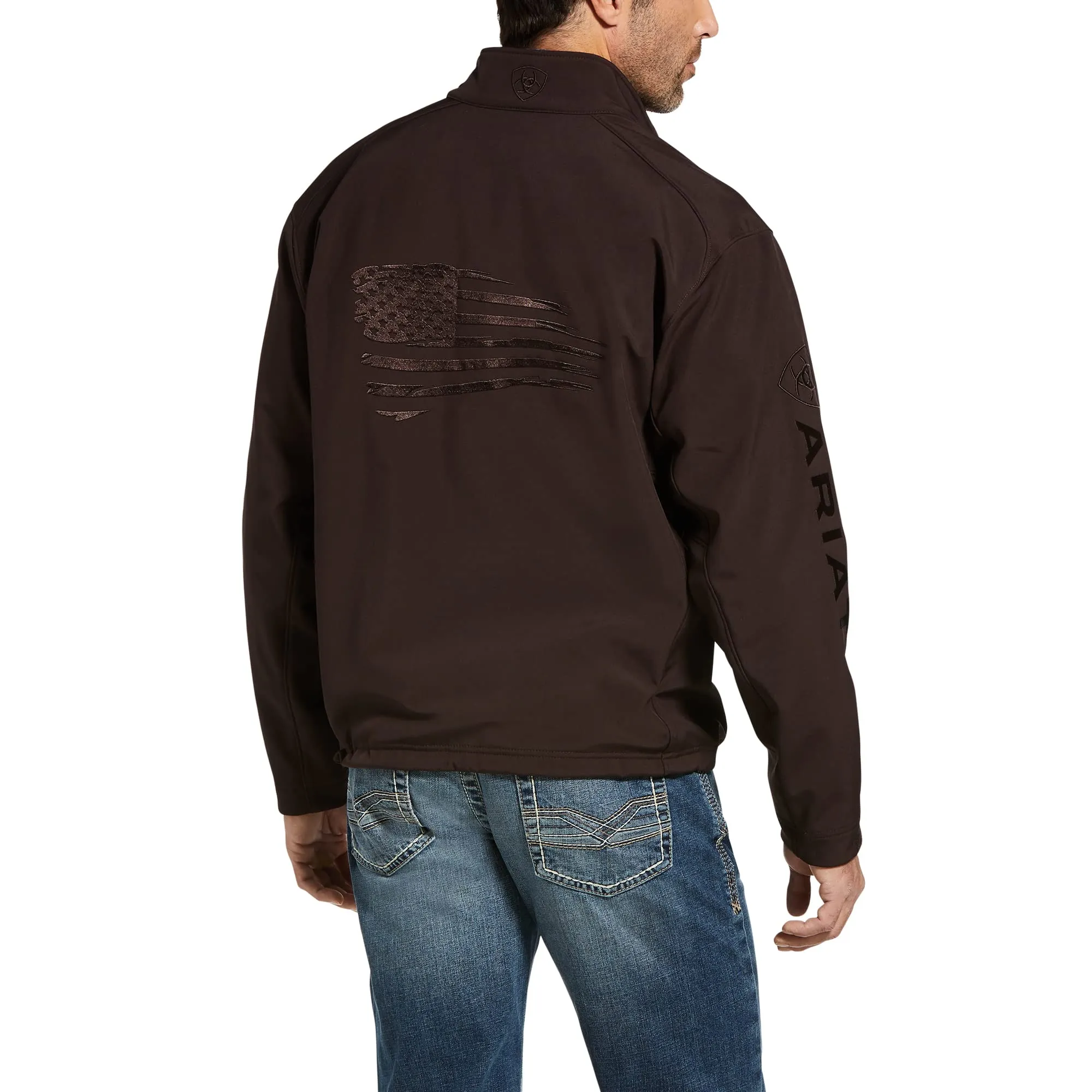 Ariat Men's Logo 2.0 Patriot Softshell Water Resistant Coffeebean Jacket