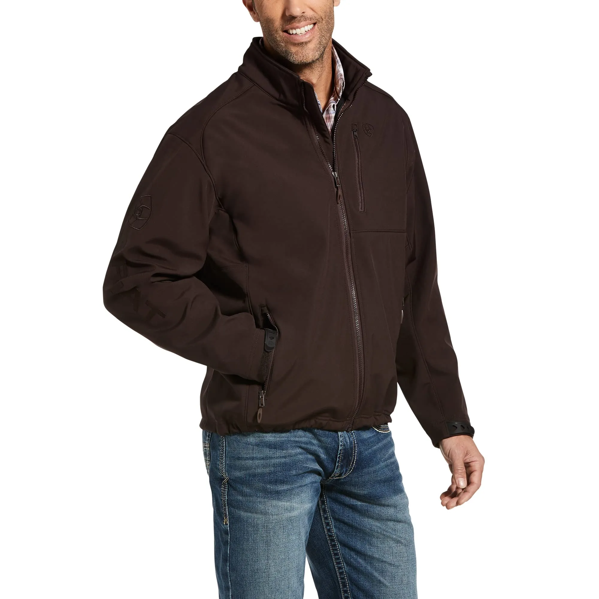 Ariat Men's Logo 2.0 Patriot Softshell Water Resistant Coffeebean Jacket