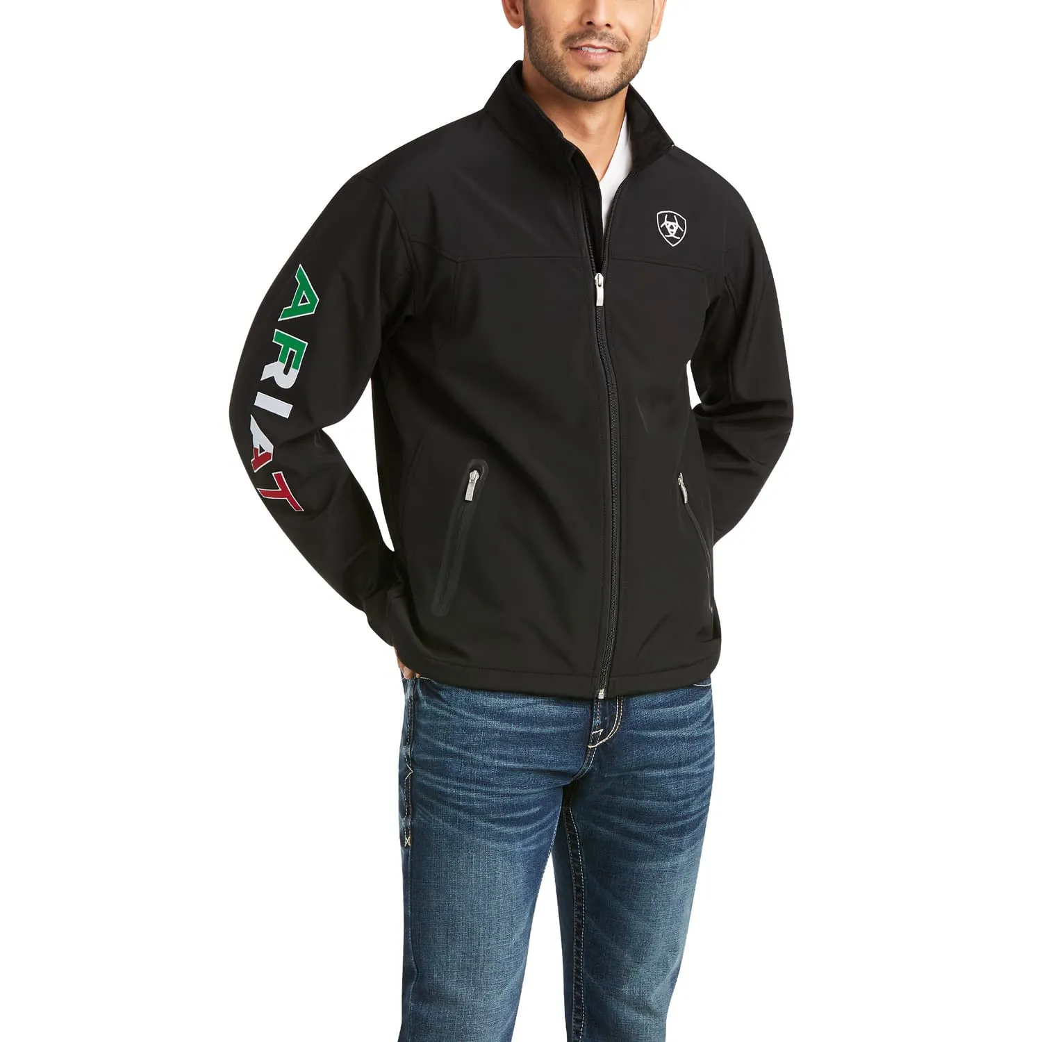 Ariat Men's New Team Softshell Mexico Flag Black Jacket