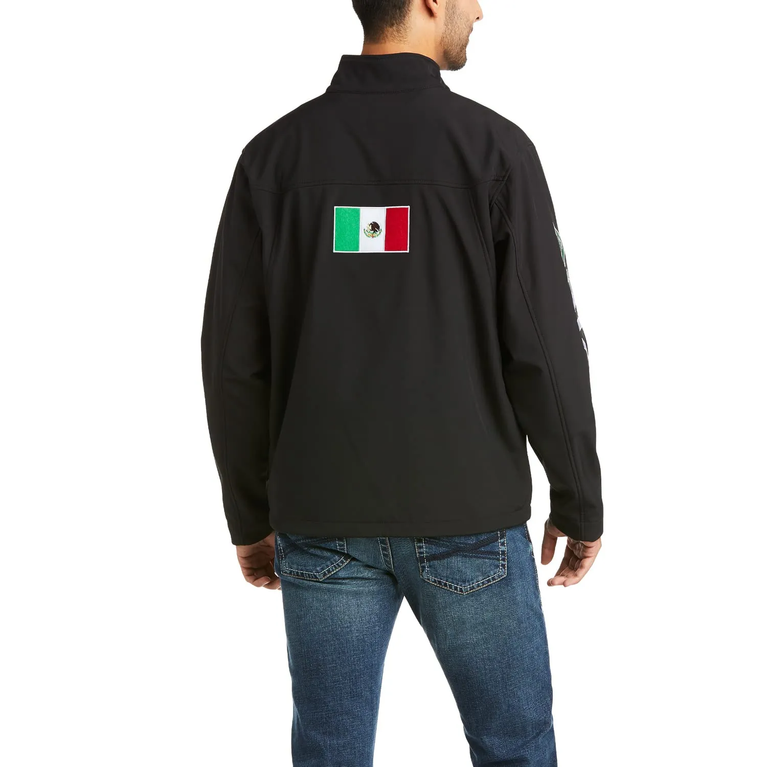 Ariat Men's New Team Softshell Mexico Flag Black Jacket