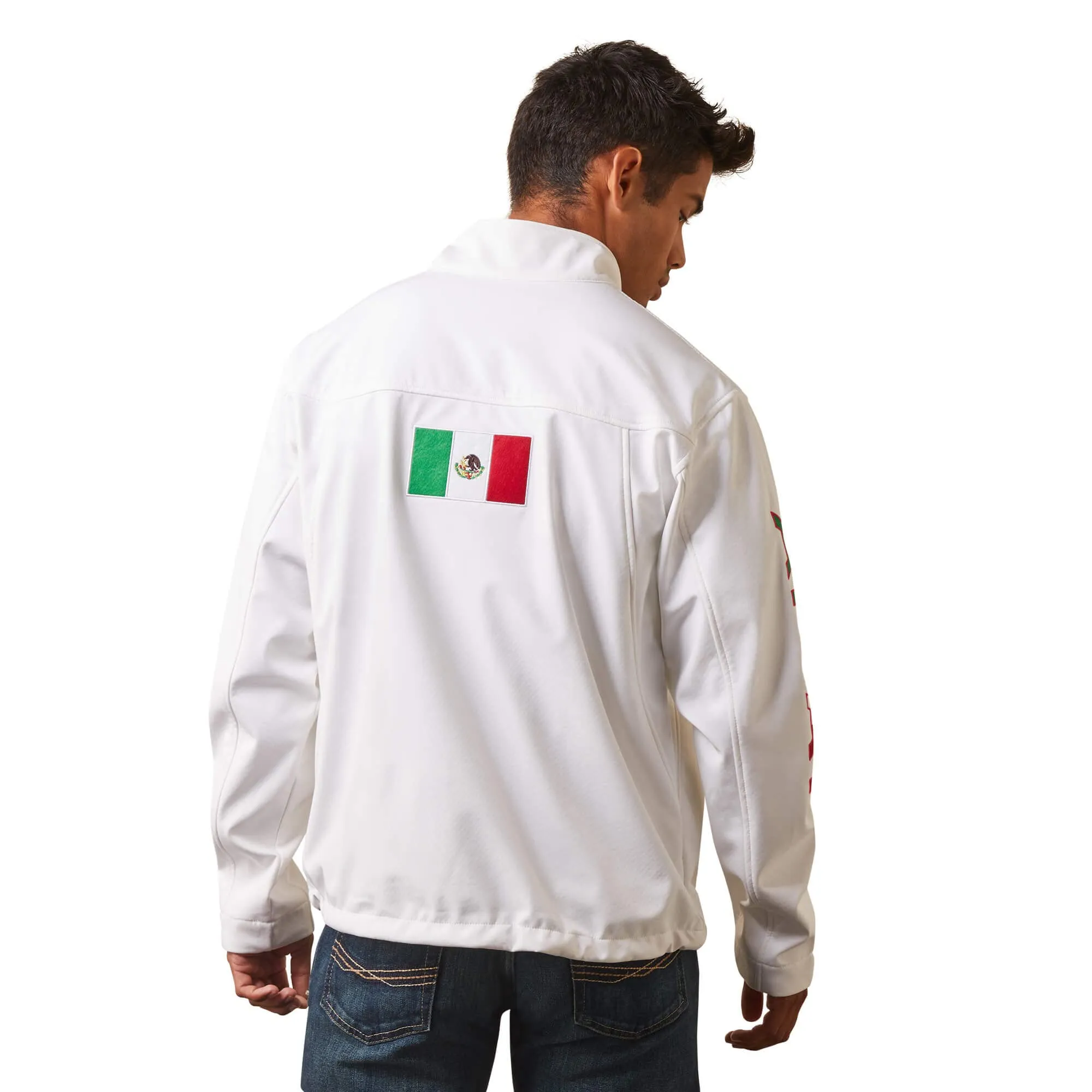 Ariat Men's New Team Softshell White Mexico Flag Jacket