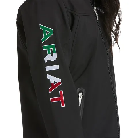 Ariat Youth New Team Black Softshell Mexico Flag Water Resistant Jacket