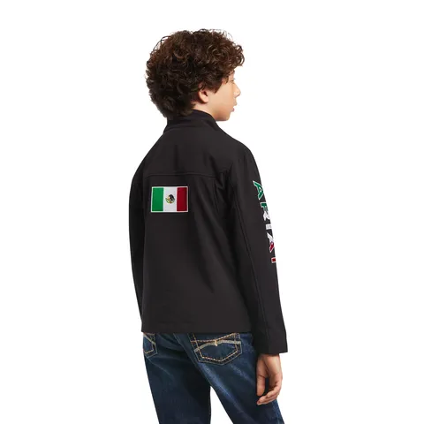 Ariat Youth New Team Black Softshell Mexico Flag Water Resistant Jacket