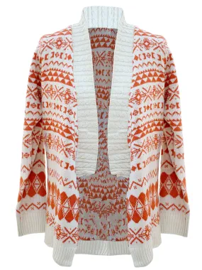 Aztec Print Long Cardigan Sweater