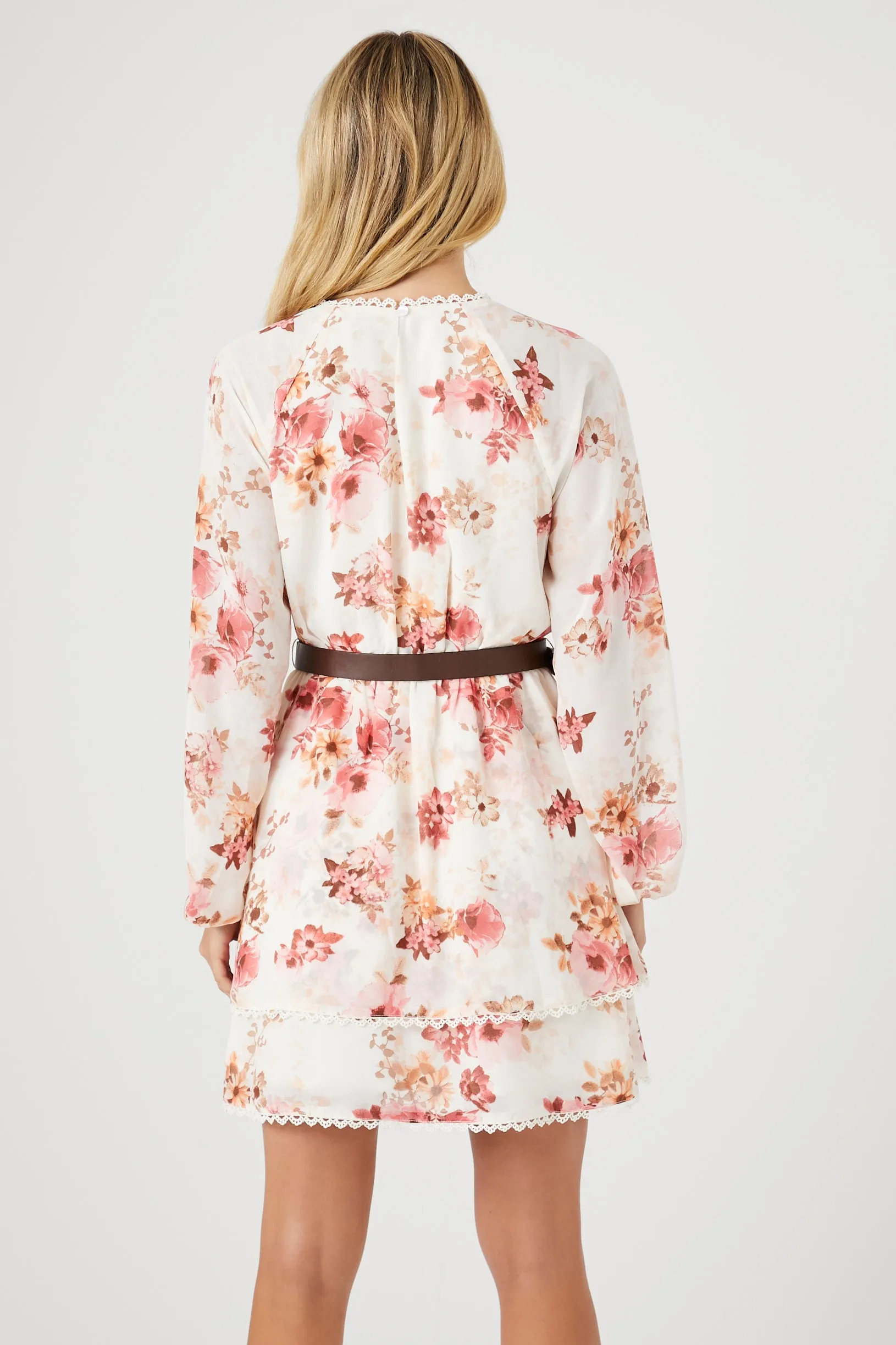 Belted Floral Print Mini Dress