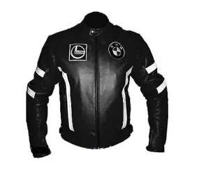 BMW Motorcycle Stripes Blue & Black Leather Jacket - Famous Jackets