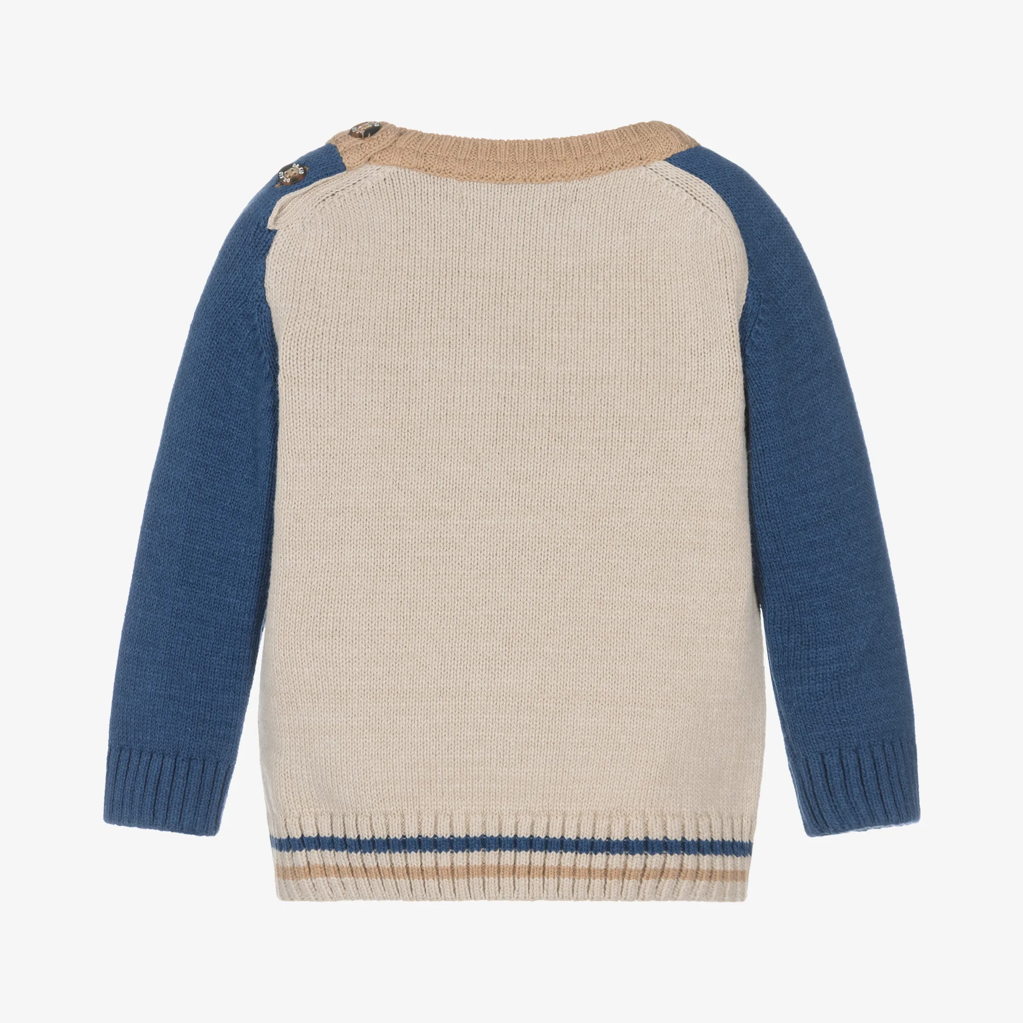 Boys Beige Knitted Tractor Sweater