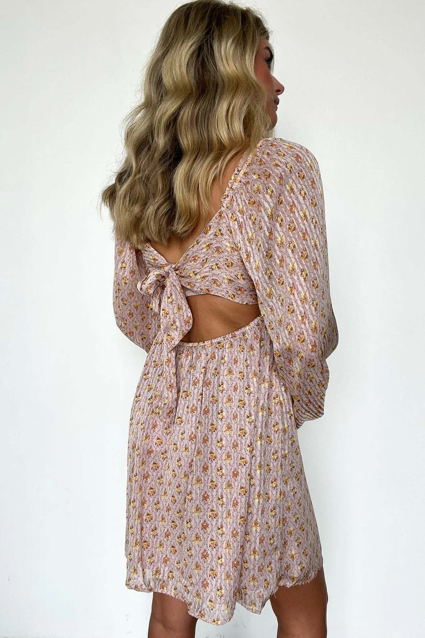 Canarie Floral Print Open Back Dress