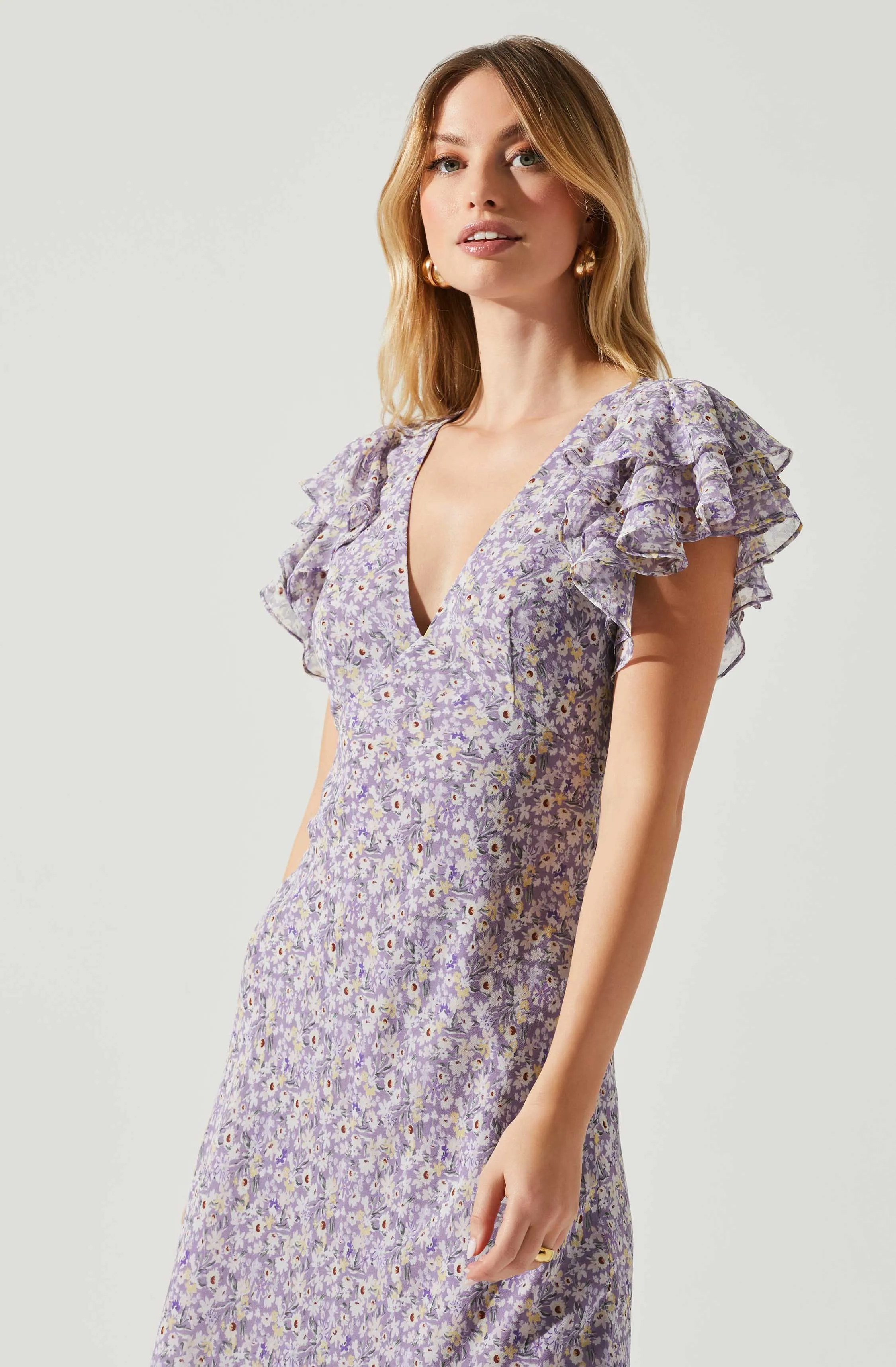 Celestine Floral Ruffle Midi Dress