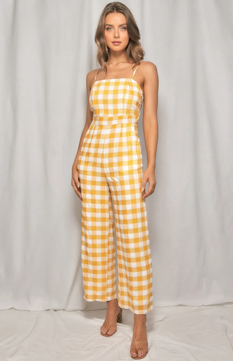 Checkered Jumpsuit with Tie Back Detail (WJP215A)