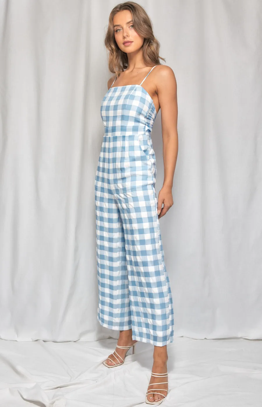 Checkered Jumpsuit with Tie Back Detail (WJP215A)