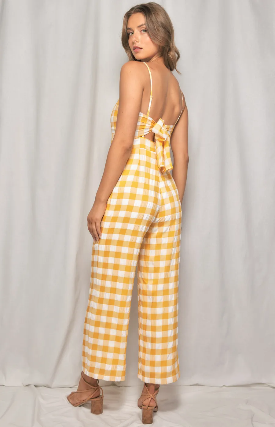 Checkered Jumpsuit with Tie Back Detail (WJP215A)