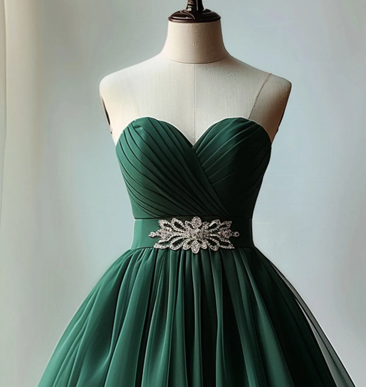 Dark Green Beaded Chiffon Knee Length Party Dress, Green Homecoming Dress