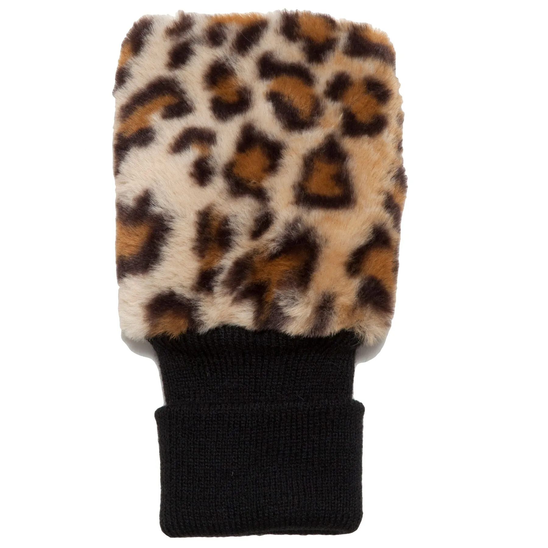 Faux Fingerless Mittens Leopard