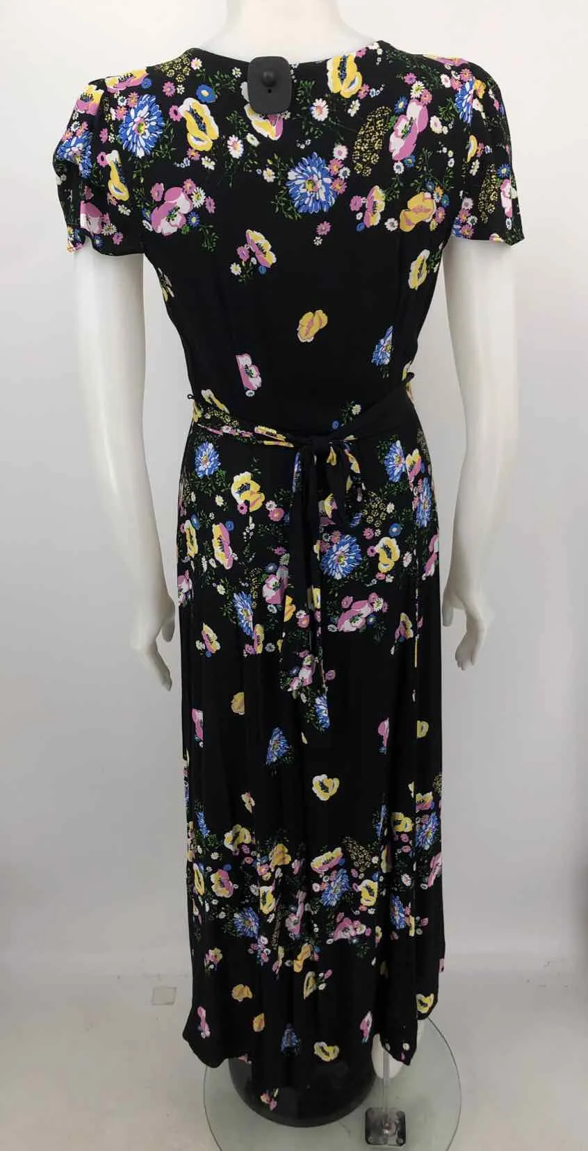 FREE PEOPLE Black Purple Multi Floral Print Wrap Size SMALL (S) Dress