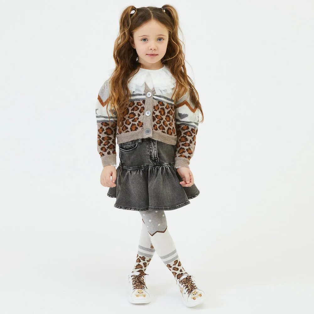 Girls Grey Chip n Dale Tights