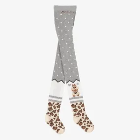 Girls Grey Chip n Dale Tights