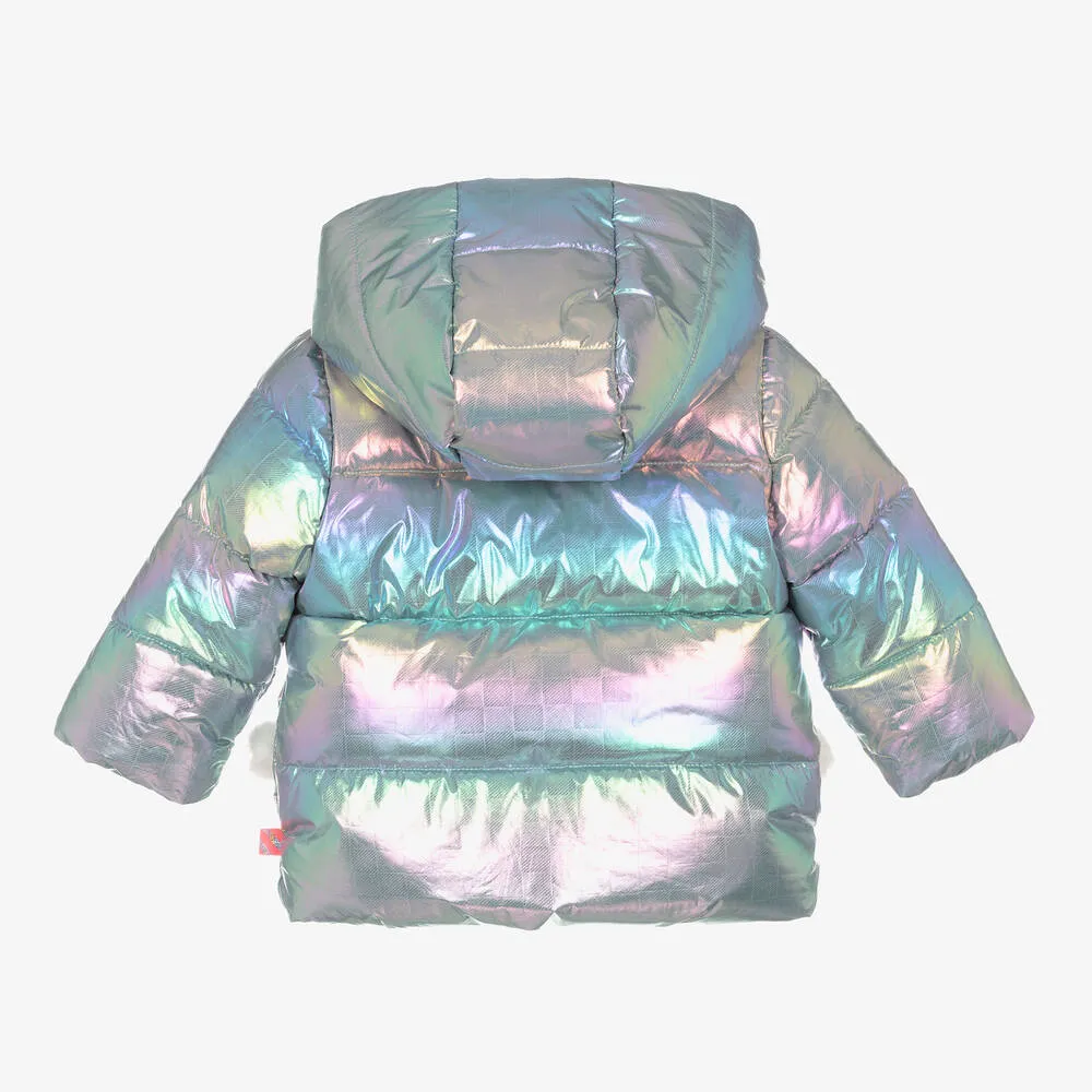 Girls Iridescent Hooded Puffer Coat