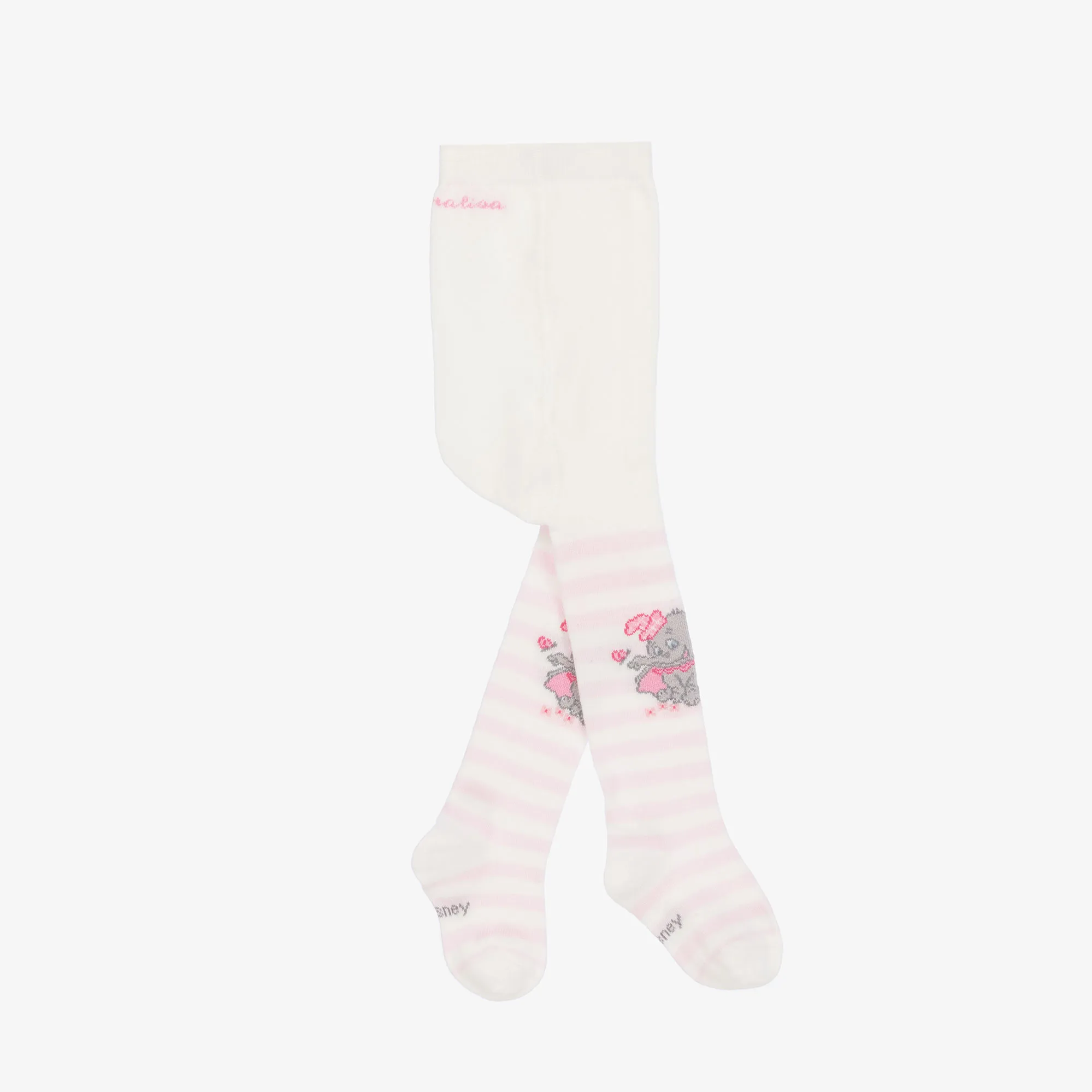 Girls Ivory & Pink Cotton Disney Tights