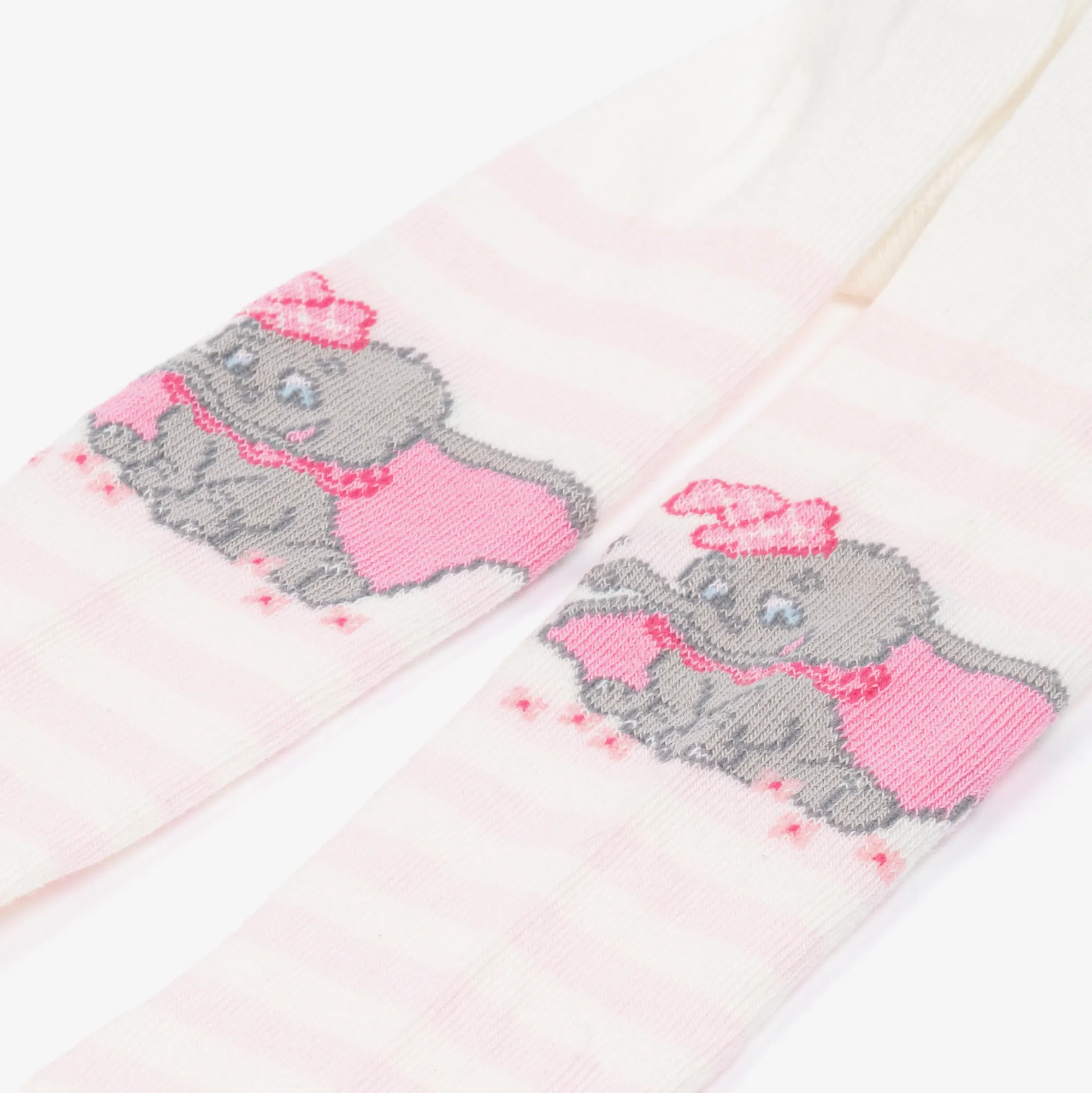 Girls Ivory & Pink Cotton Disney Tights