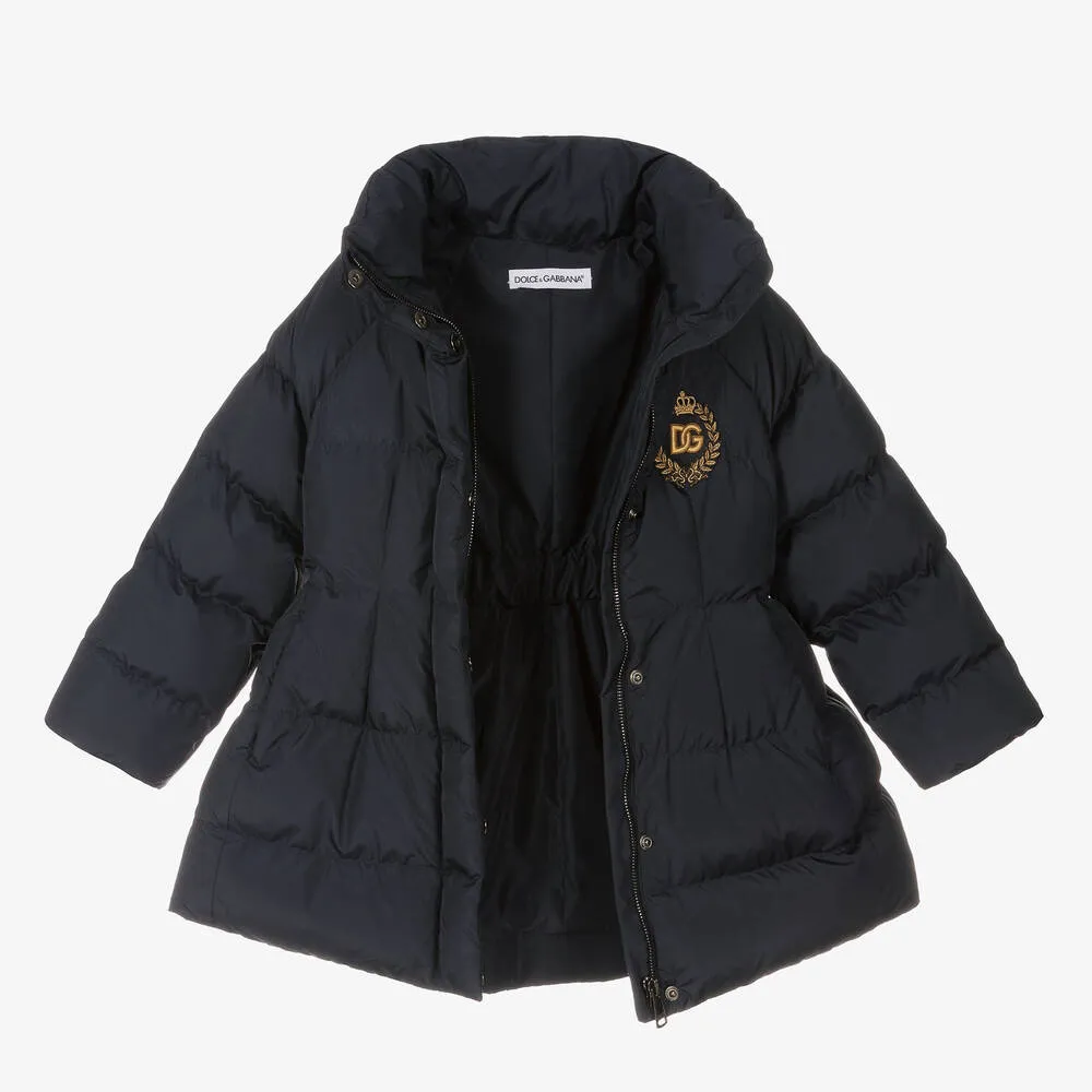 Girls Navy Blue Puffer Coat 