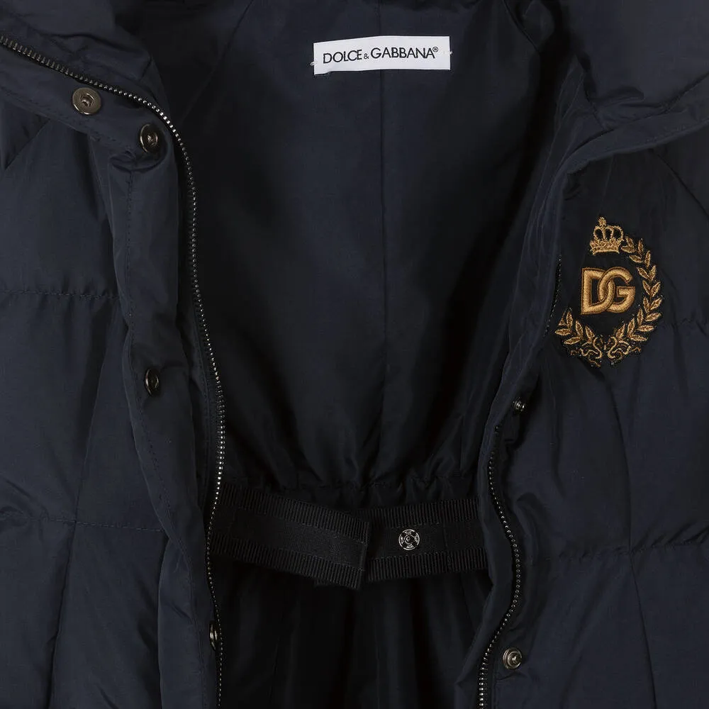 Girls Navy Blue Puffer Coat 