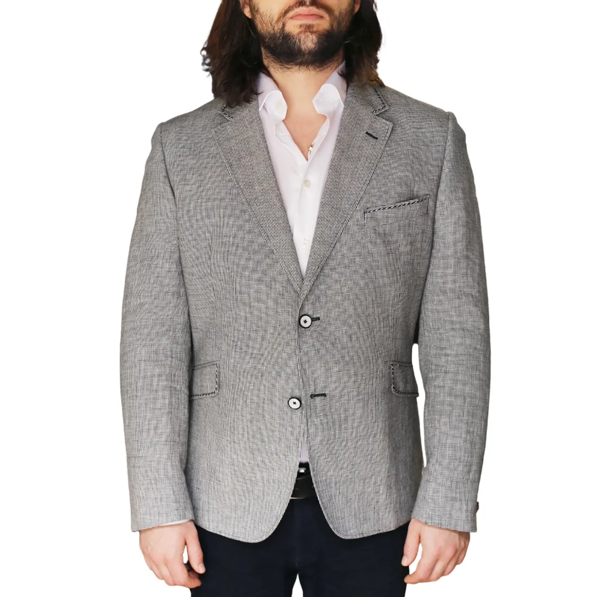 HOLLAND ESQUIRE GREY PUPPYTOOTH SMART JACKET | Menswear Online