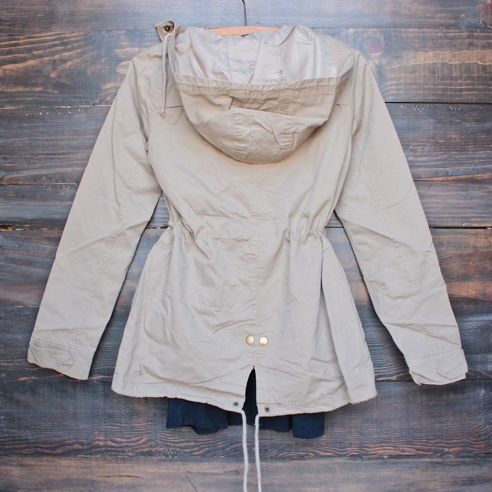 Hooded Utility Parka Jacket with Drawstring Waist in More Colors