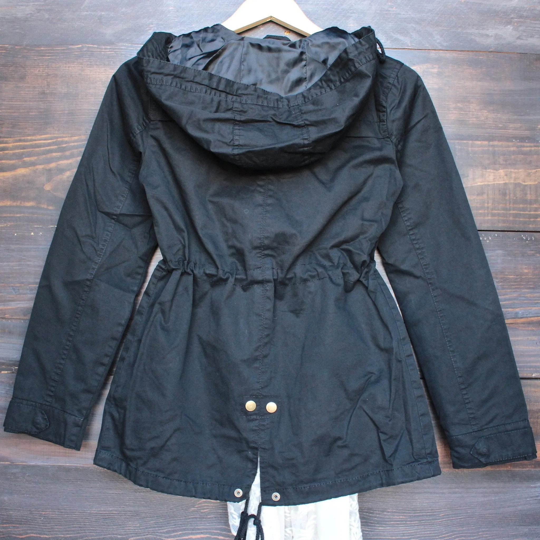 Hooded Utility Parka Jacket with Drawstring Waist in More Colors