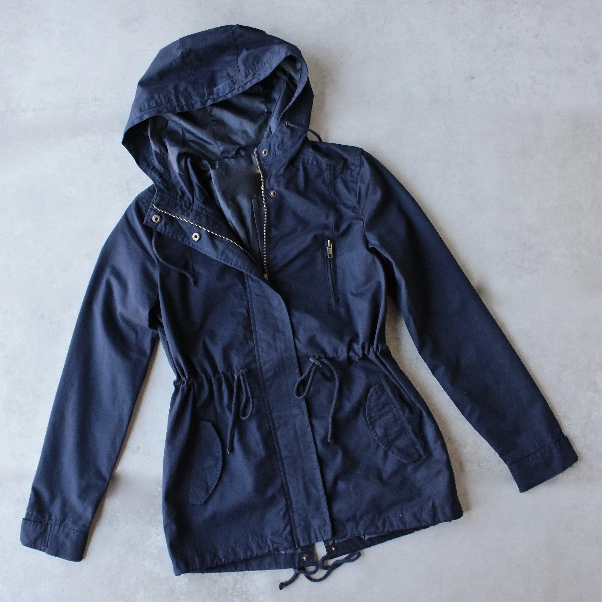 Hooded Utility Parka Jacket with Drawstring Waist in More Colors