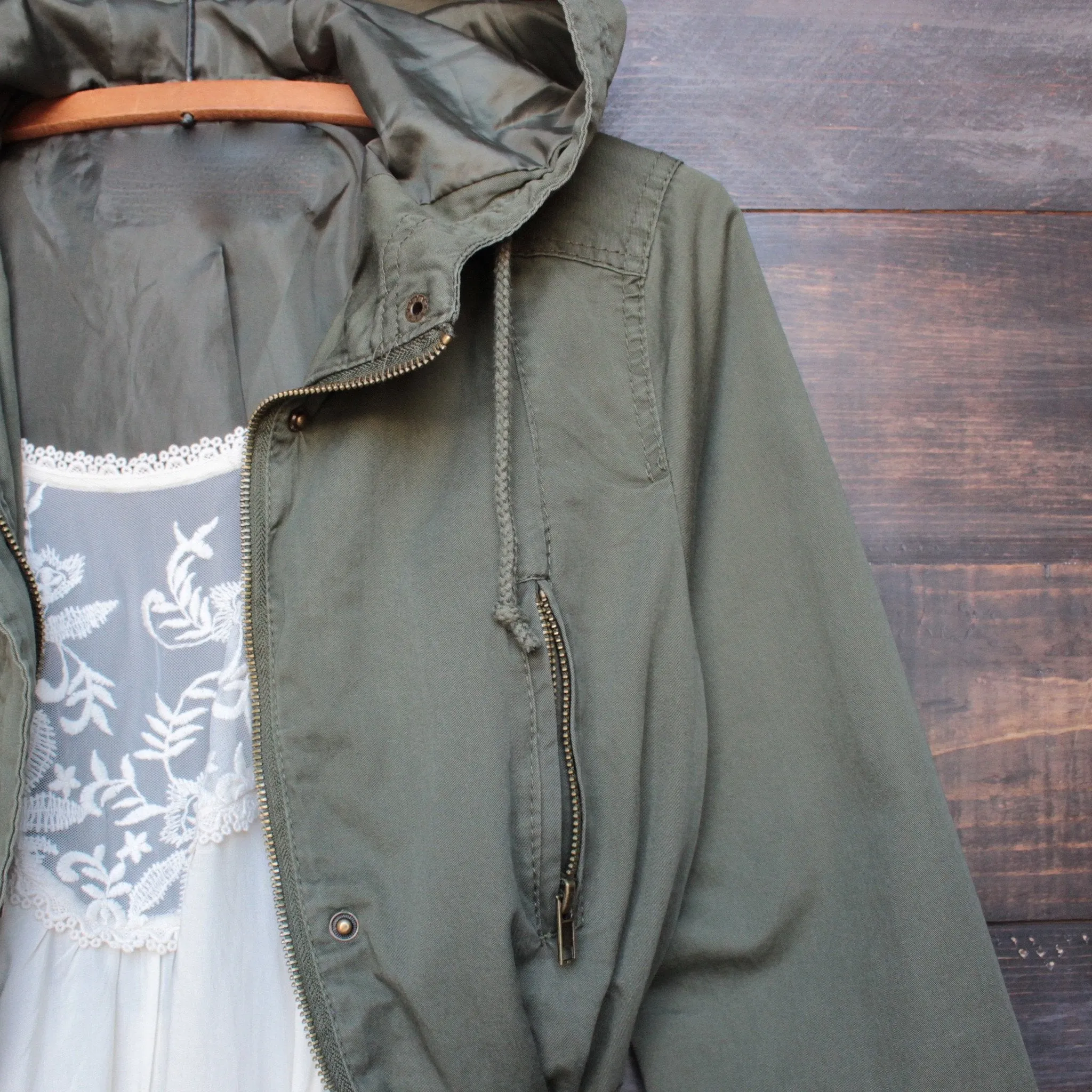 Hooded Utility Parka Jacket with Drawstring Waist in More Colors