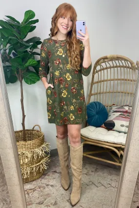 Jorja Floral Print 3/4 Sleeve Dress - FINAL SALE