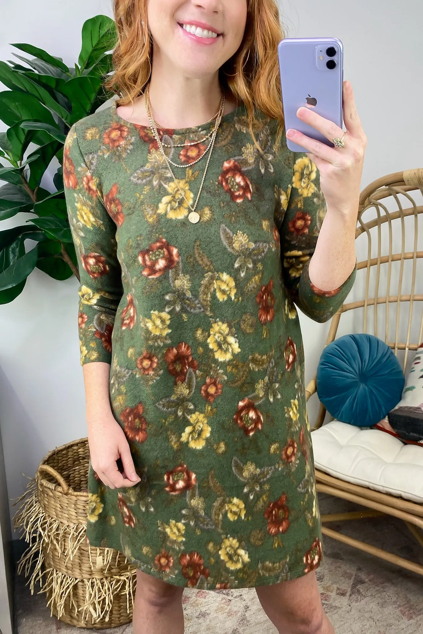 Jorja Floral Print 3/4 Sleeve Dress - FINAL SALE