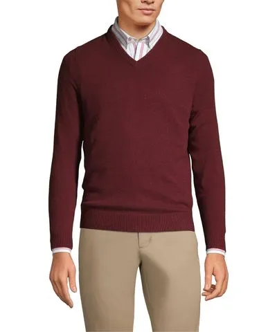 Lands' End Men's Fine Gauge V-neck Sweater