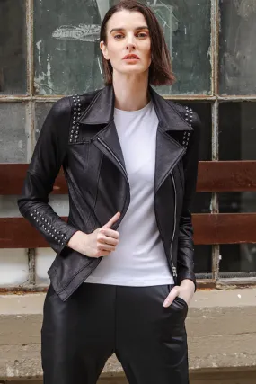 Liquid Leather Studded Jacket