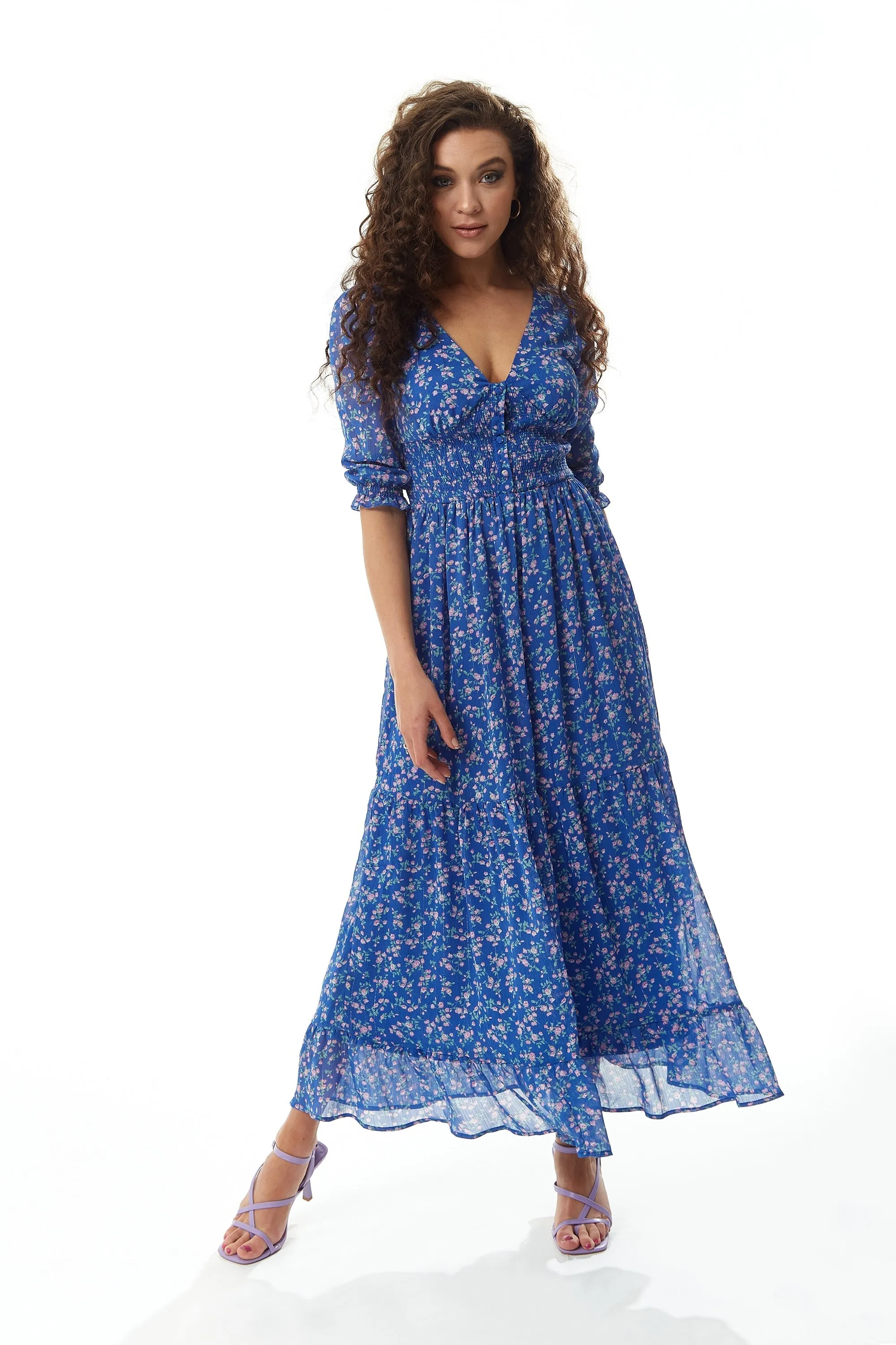 Liquorish Floral Maxi Chiffon Dress