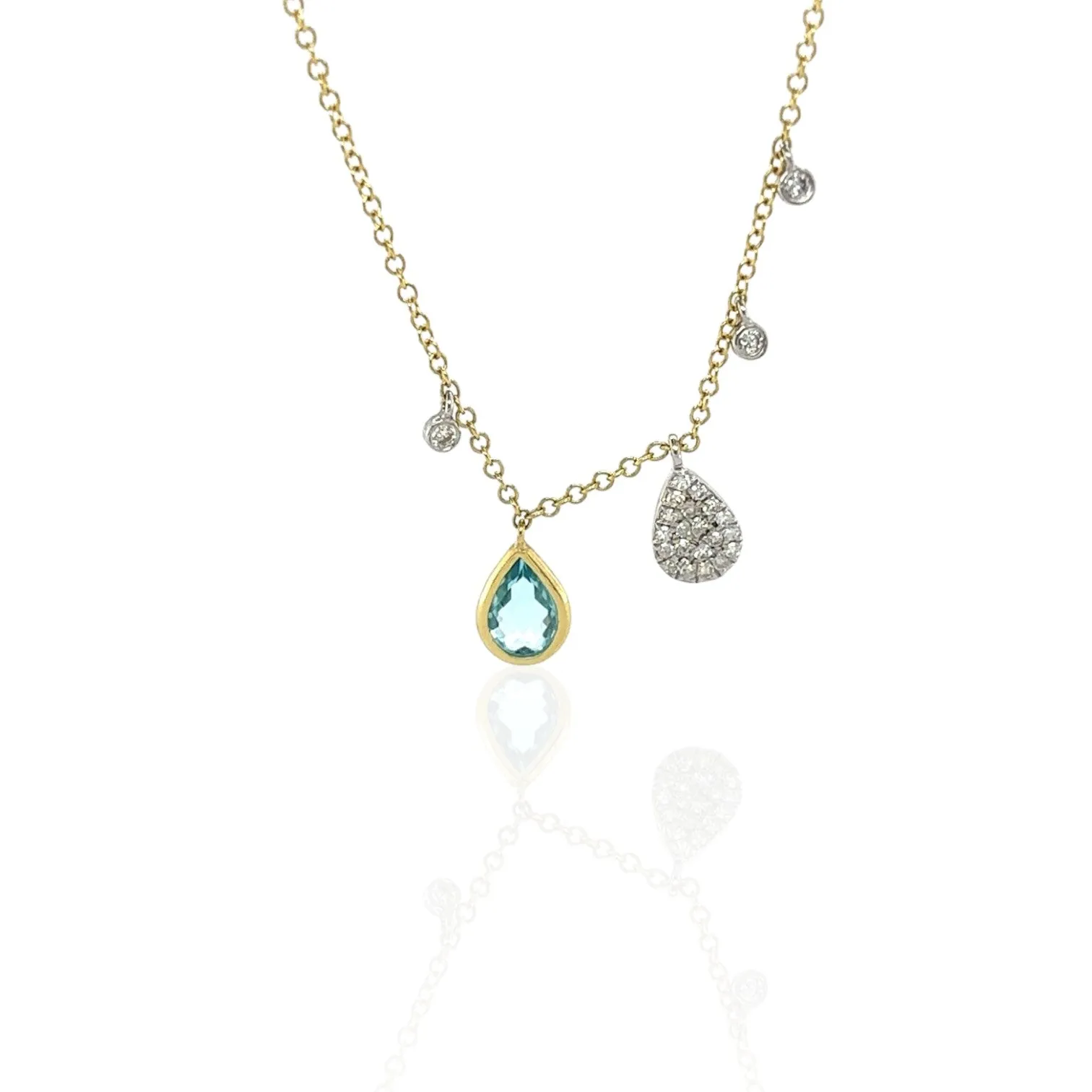 Meira T 14kt Gold 0.10 CTW Blue Topaz & Diamond Charms Necklace