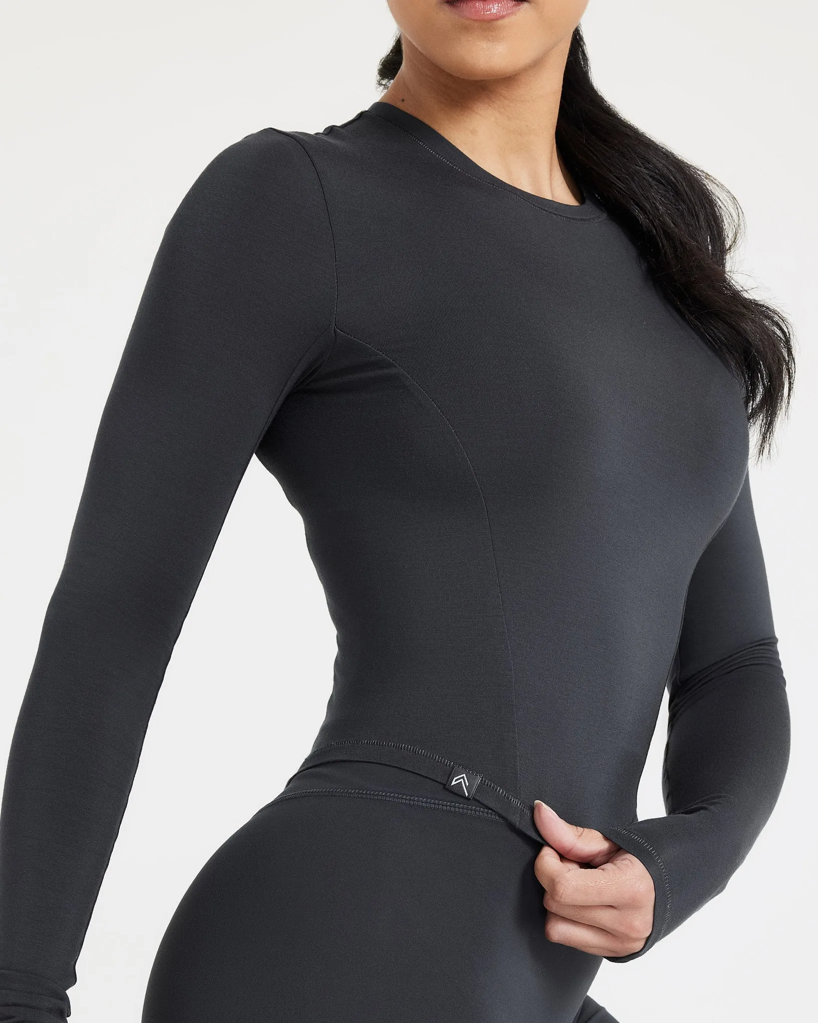 Mellow Soft Mid Long Sleeve Top | Coal