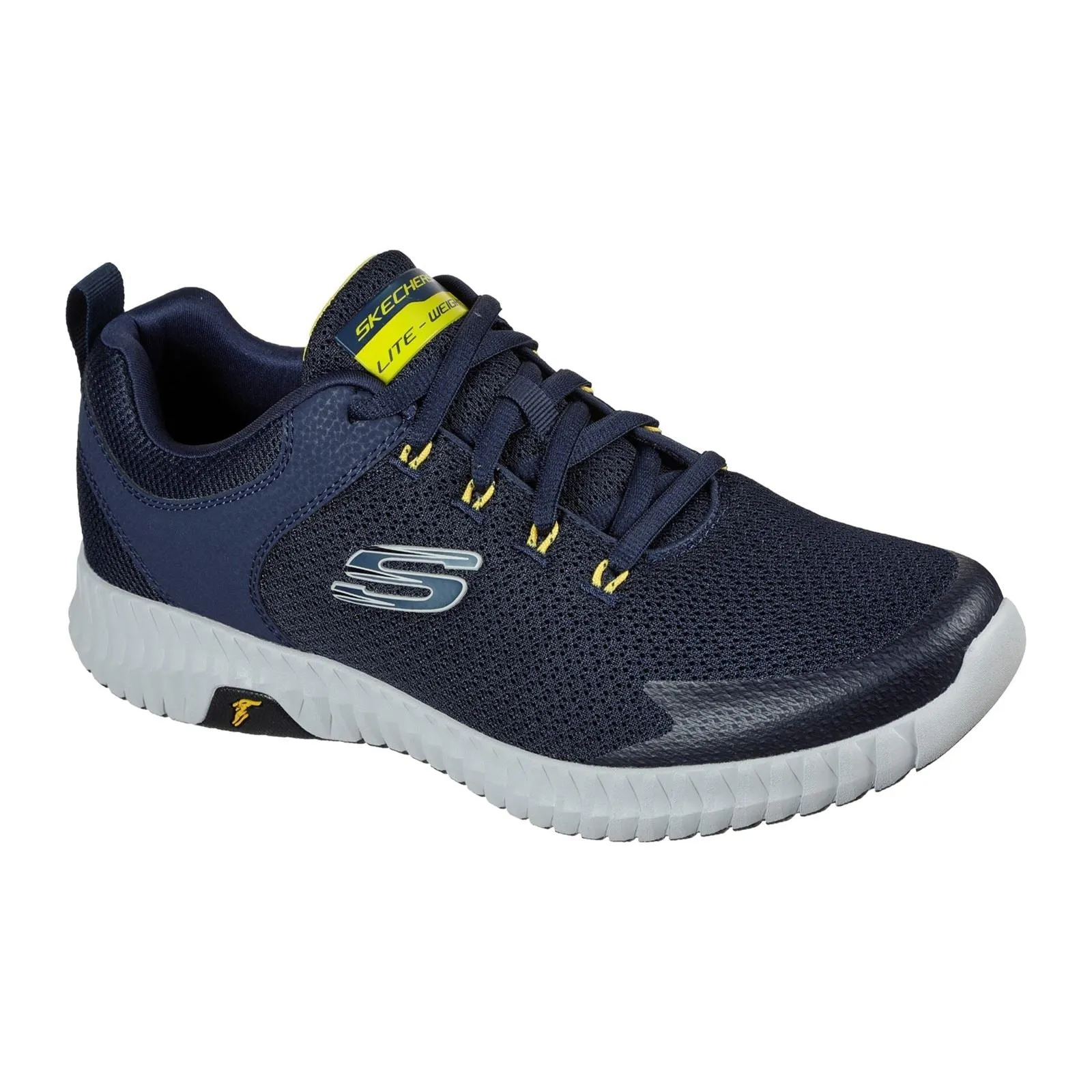 Men's Wide Fit Skechers 232212 Elite Flex Prime Take Over Sports Sneakers - Navy/Yellow