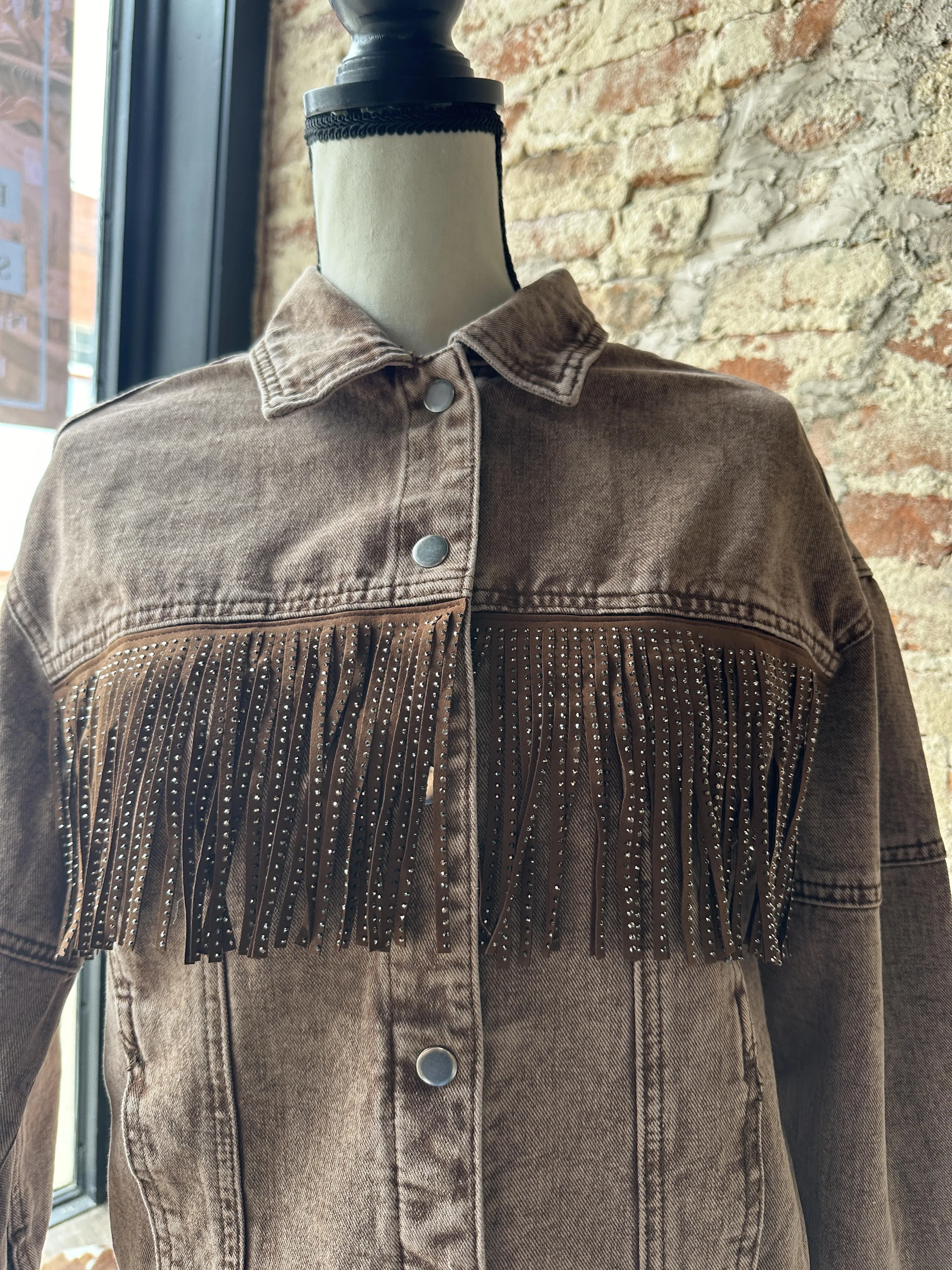 Moose Rhinestone Fringe Jacket