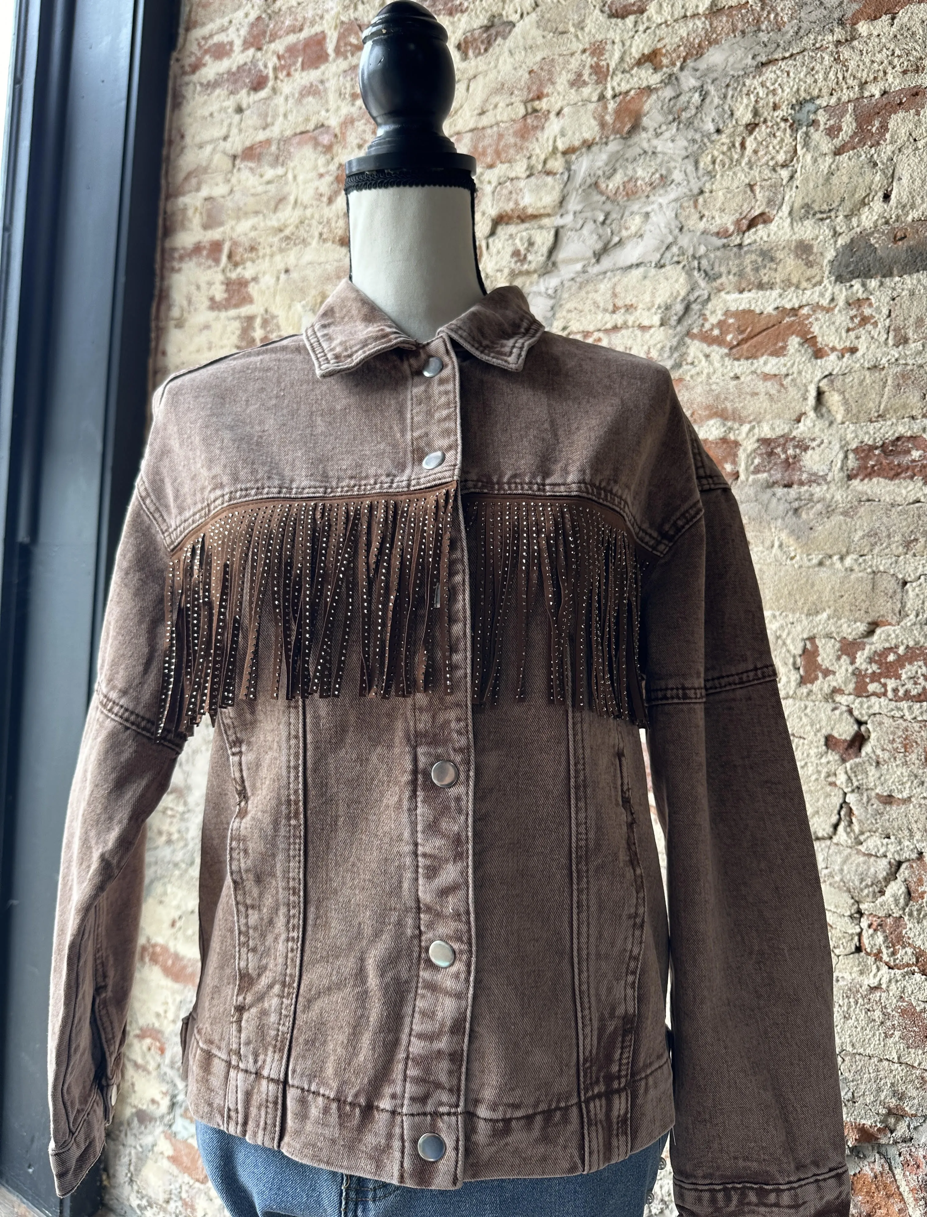 Moose Rhinestone Fringe Jacket